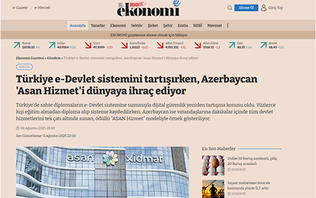 Azərbaycan dünyaya “Asan Xidmət” ixrac edir - Türkiyə mətbuatı