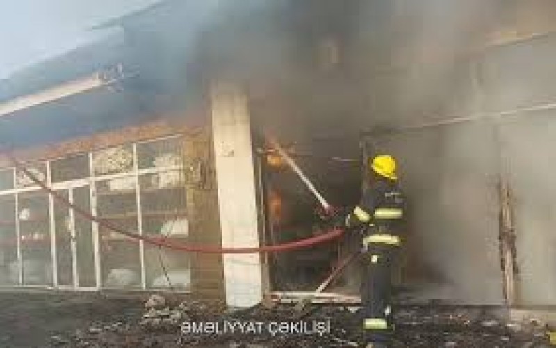 Sabirabadda bazarda yanğın olub - VİDEO