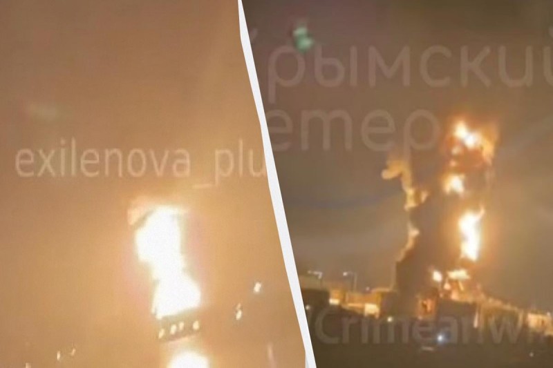 Ukrayna Krımda neft bazasını dronlarla vurub