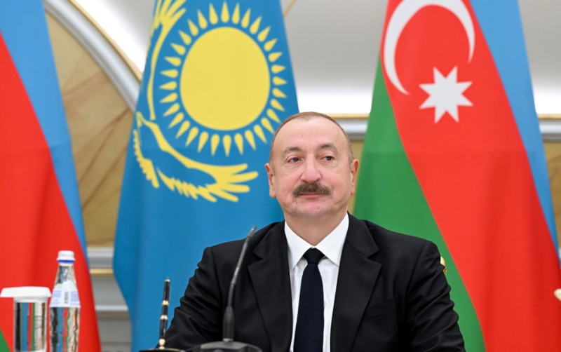 İlham Əliyev Qazaxıstana səfəri ilə bağlı paylaşım etdi - VİDEO