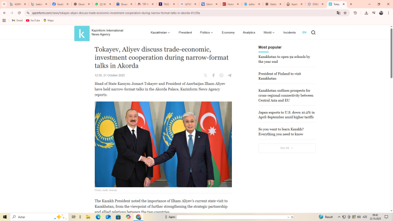 İlham Əliyevin Qazaxıstan səfəri qazax mətbuatında geniş işıqlandırılıb - FOTOLAR