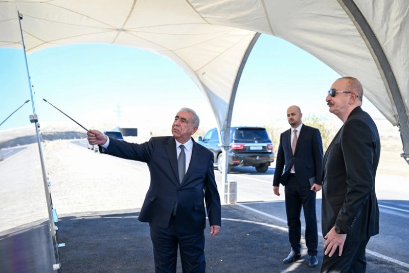 Prezident Şəfəq GES-ə gedən avtomobil yolunun açılışında - FOTOLAR