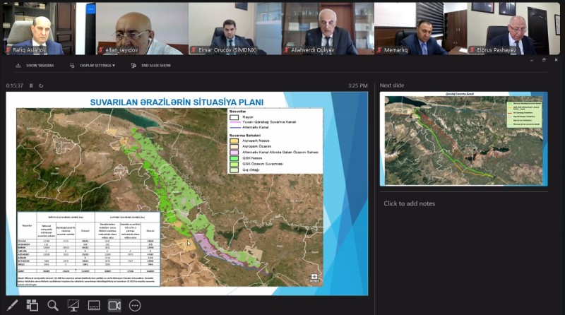 Qarabağ suvarma kanalının yenidən qurulması ilə bağlı onlayn iclas keçirilib - FOTO