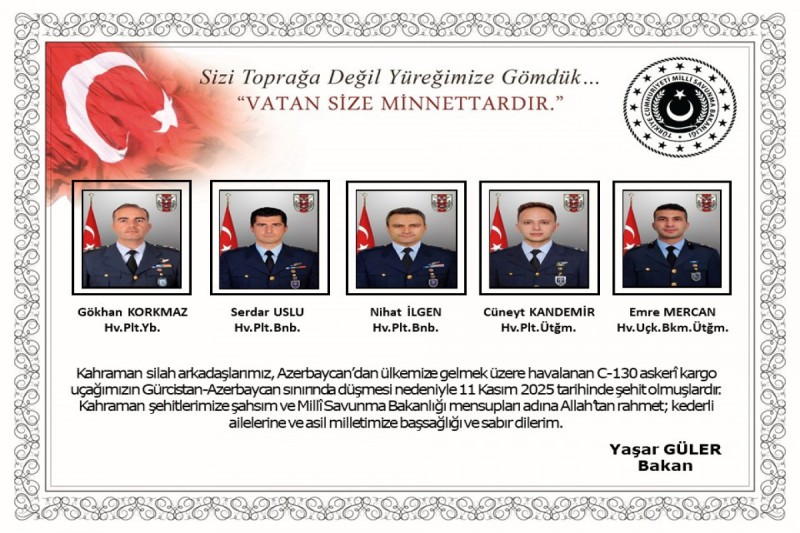 Təyyarə qəzasında şəhid olan türkiyəli hərbçilərin SİYAHISI