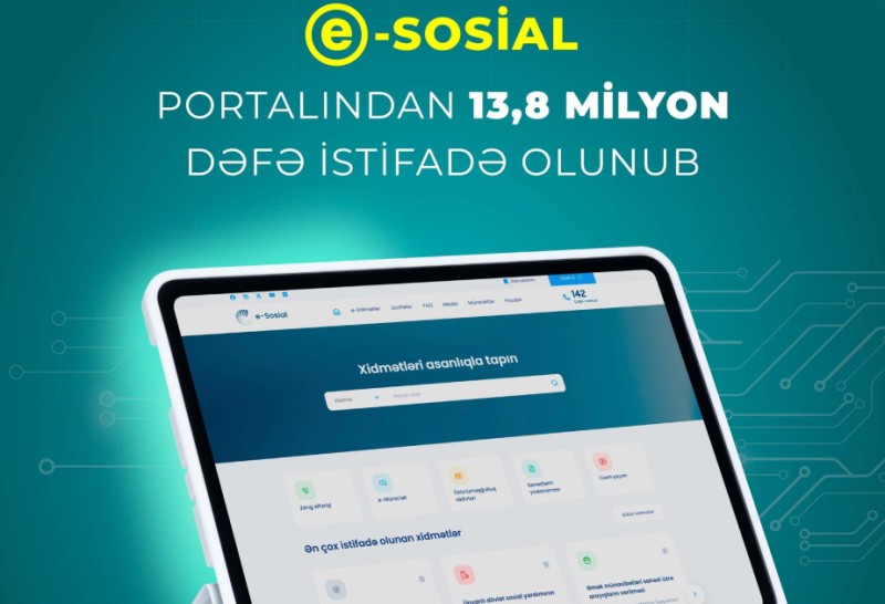 “e-sosial” internet portalından 13,8 milyon dəfə istifadə olunub
