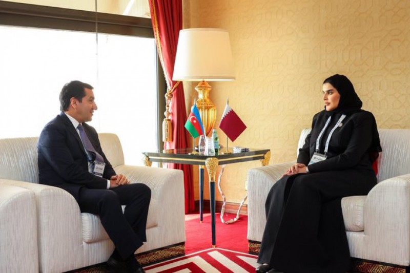 Hikmət Hacıyev Qətərin dövlət naziri ilə görüşüb