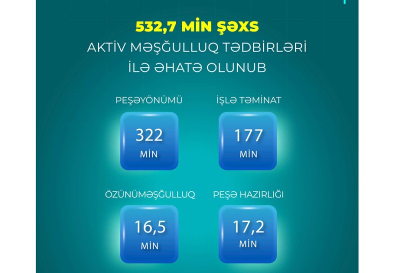 532 min 700 şəxs aktiv məşğulluq tədbirləri ilə əhatə olunub