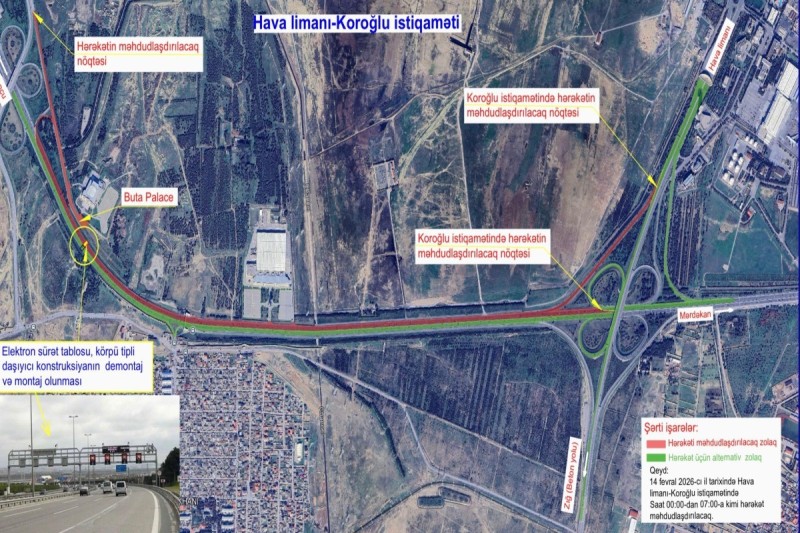 Aeroport yolunun bir hissəsində hərəkət məhdudlaşdırılacaq
