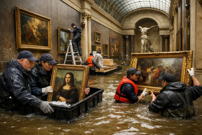 Luvr muzeyini su basdı