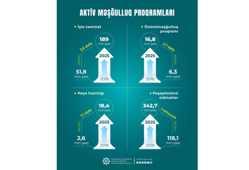 İşlə təmin edilənlərin illik sayı 3,6 dəfə artıb