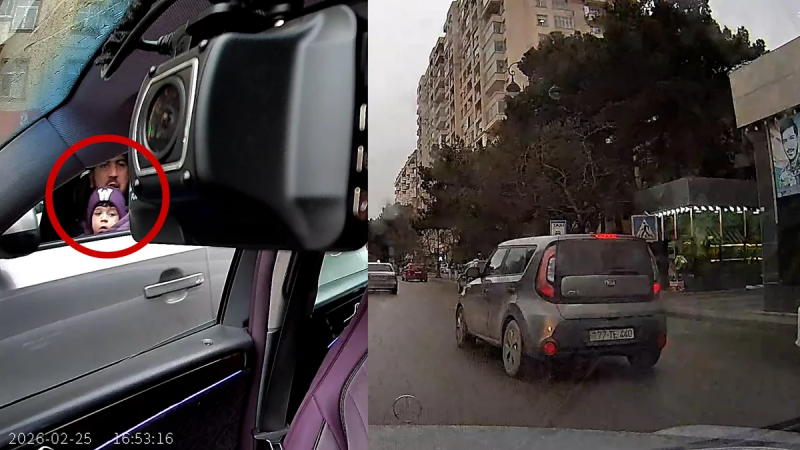 Qucağında körpə maşın sürdü - VİDEO