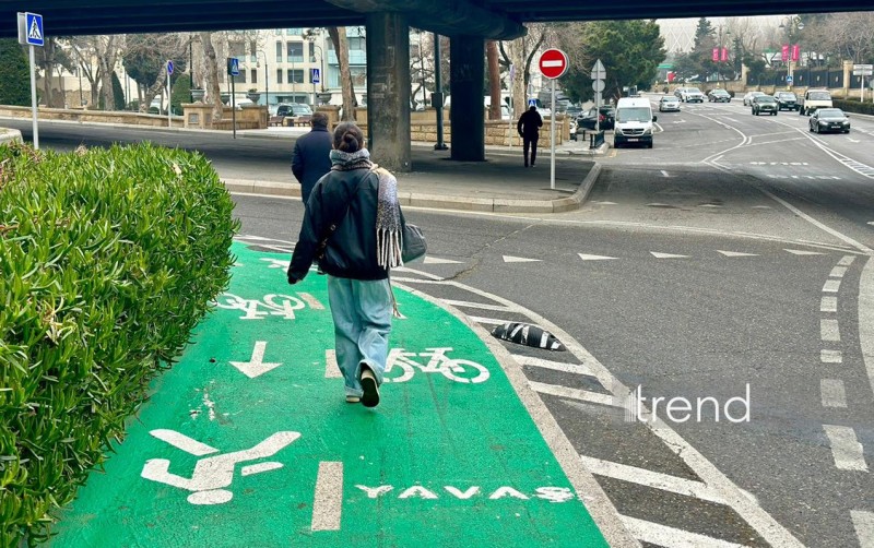 Bir zolaqda həm piyada, həm də velosiped nişanı çəkilib - FOTO