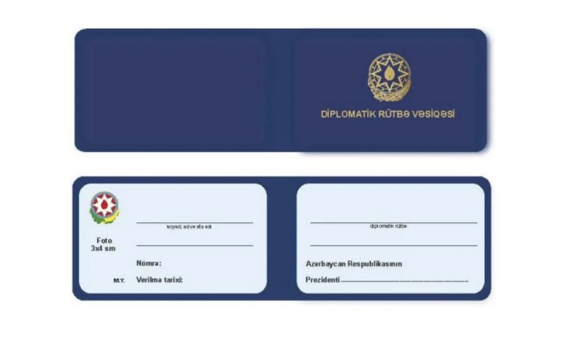 Bəzi diplomatik xidmət əməkdaşlarına verilən vəsiqənin nümunəsi təsdiqləndi