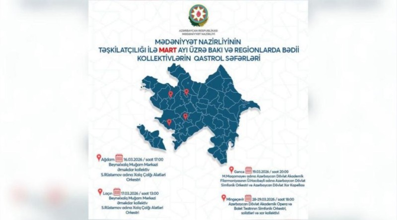 Mədəniyyət Nazirliyi mart ayı üçün mədəni qastrol proqramını yaydı 