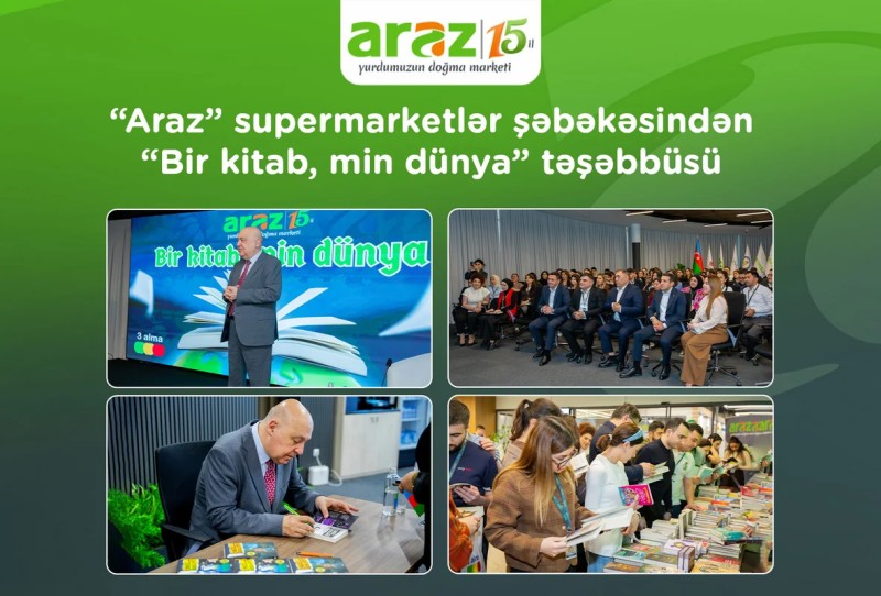Araz supermarketlər şəbəkəsindən Bir kitab, min dünya təşəbbüsü - FOTOLAR