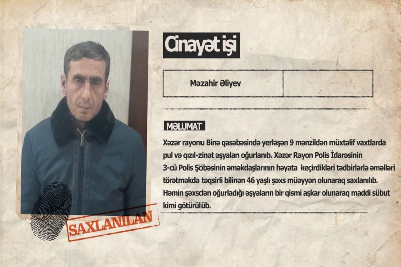 9 mənzildən oğurluq etdi: həbs edildi - VİDEO