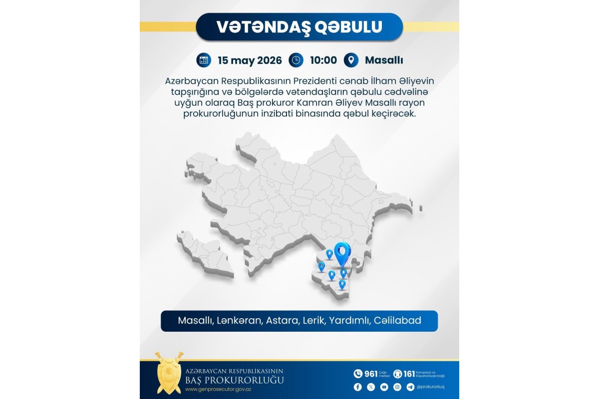 Baş prokuror qəbul keçirəcək