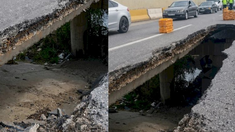 Magistral yol çökdü