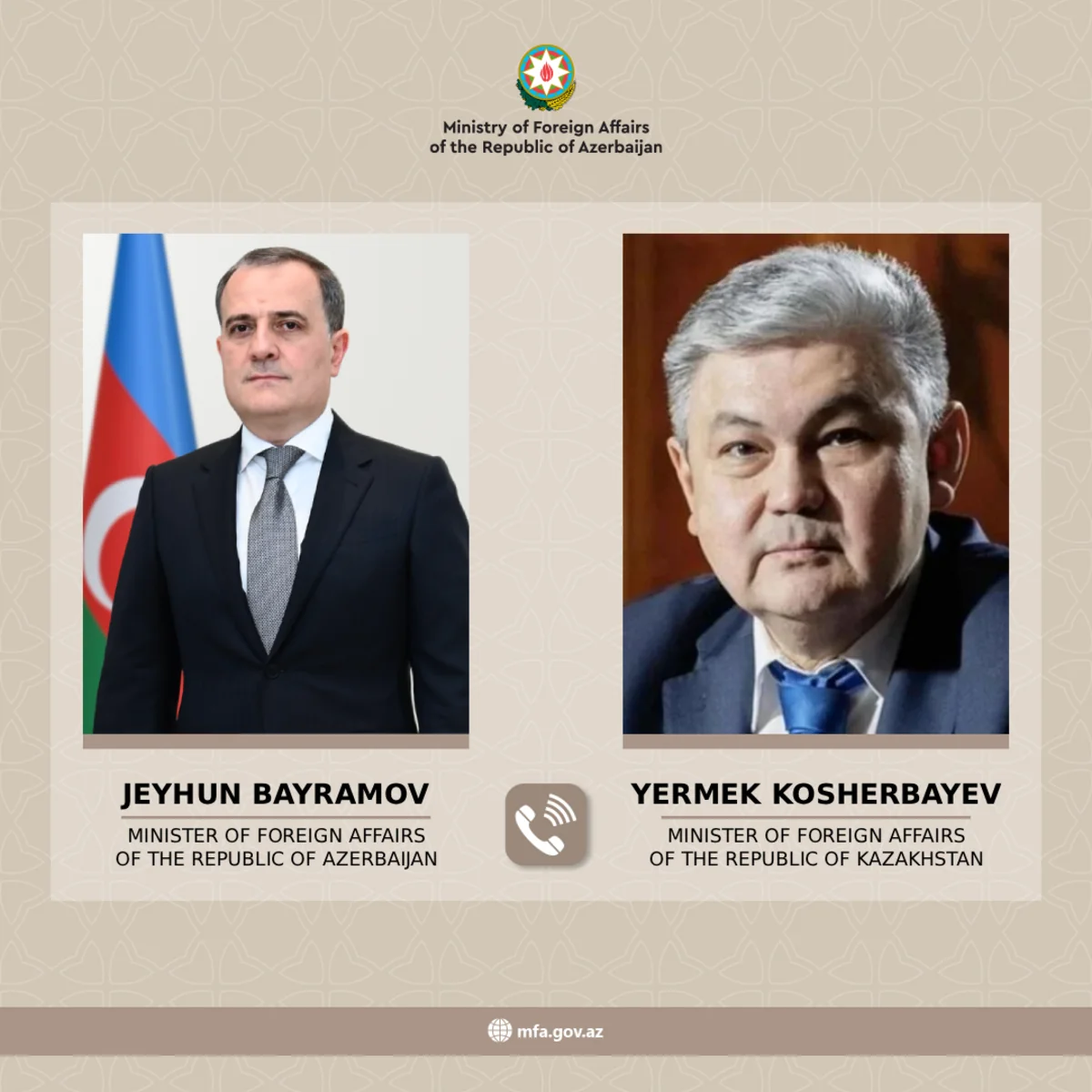 Bayramov Koşerbayevlə strateji tərəfdaşlığı müzakirə etdi