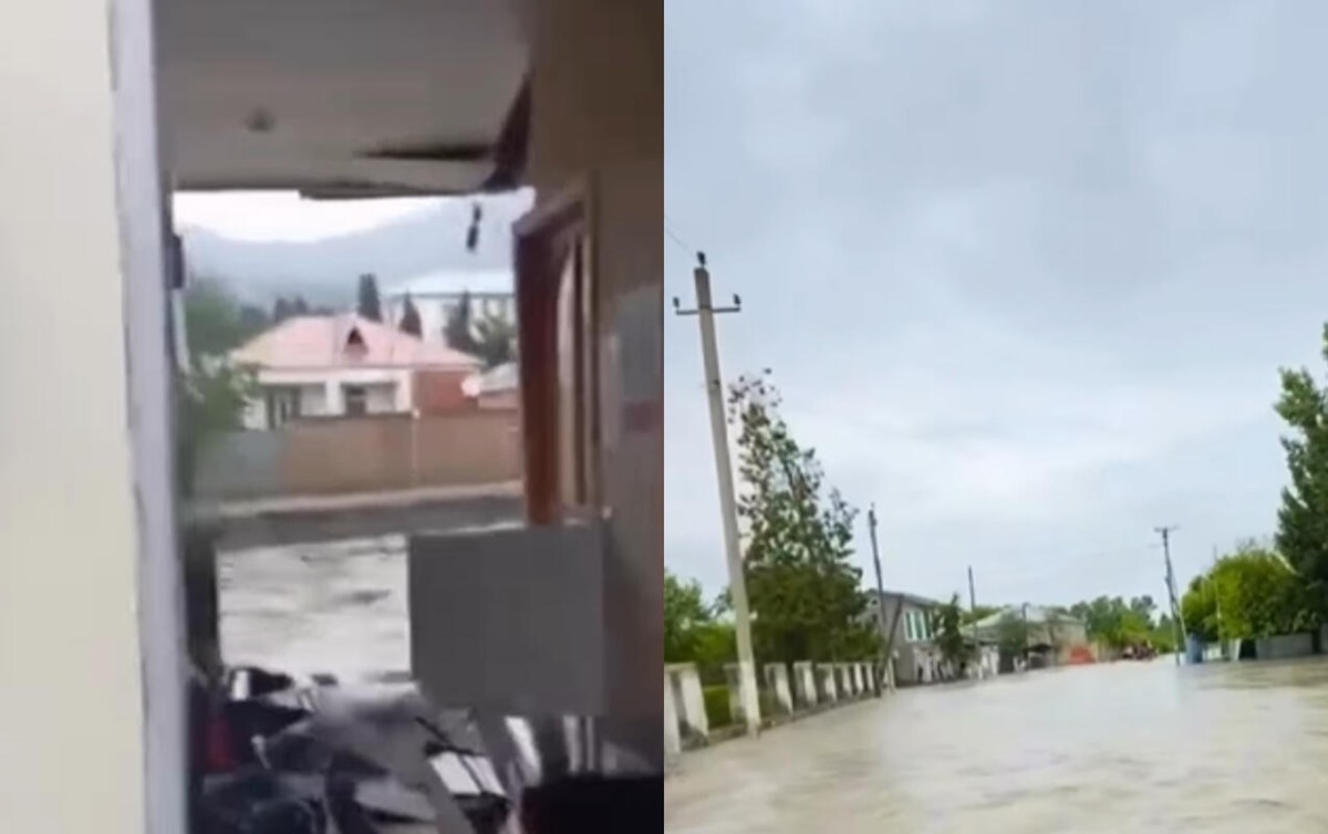 Zaqatalada poçt binasını SEL APARDI - VİDEO