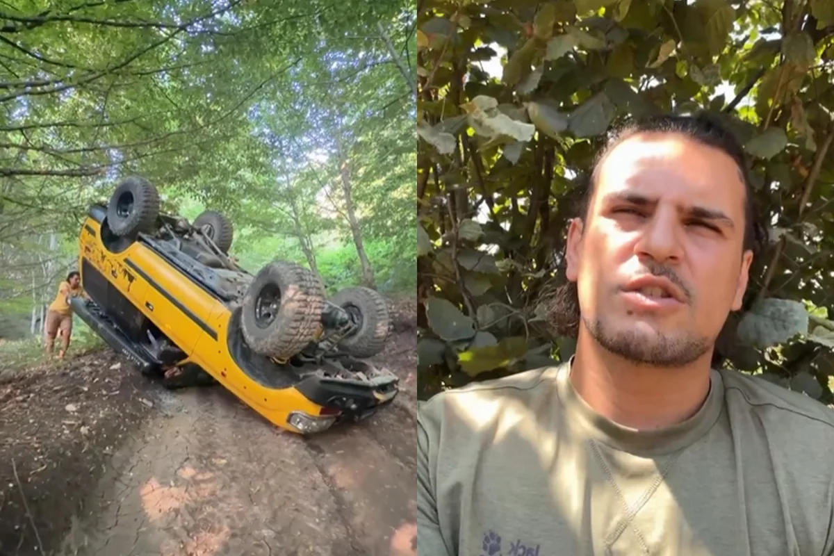 Tanınmış bloqer qəzaya düşdü, avtomobili aşdı