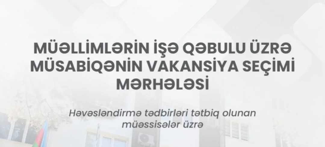 MİQ üzrə həvəsləndirmə tətbiq olunan məktəblərə vakansiya seçiminə start verilir