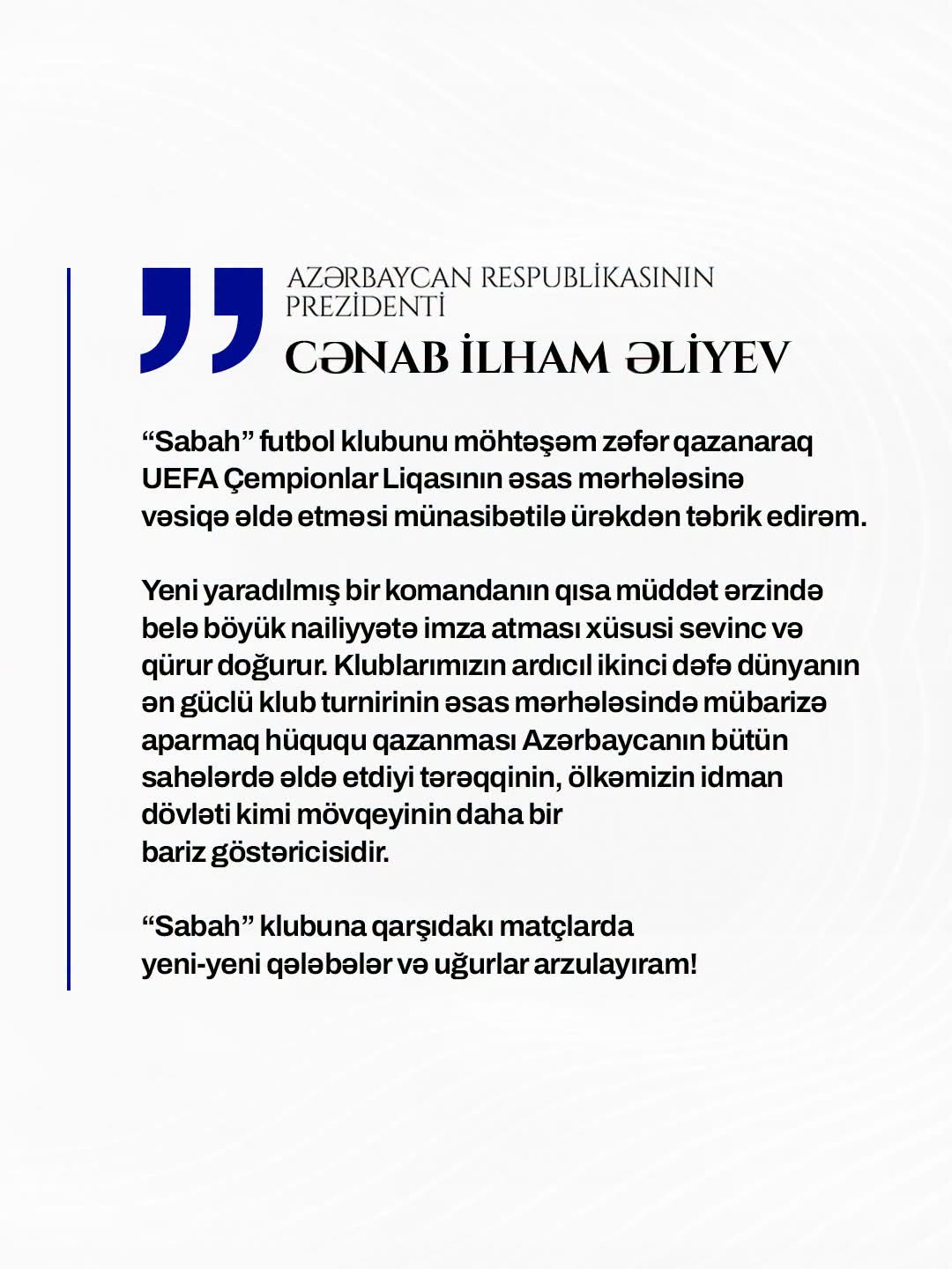 “Sabah” Prezidentə təşəkkür etdi - FOTO