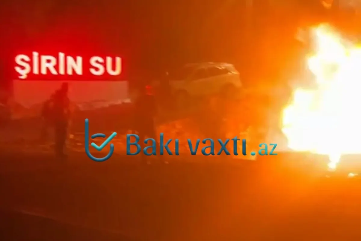 İsmayıllıda ağır qəza: "Mercedes" yandı - VİDEO